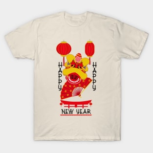 Happy Chinese New Year Dragon Head and Lanterns T-Shirt